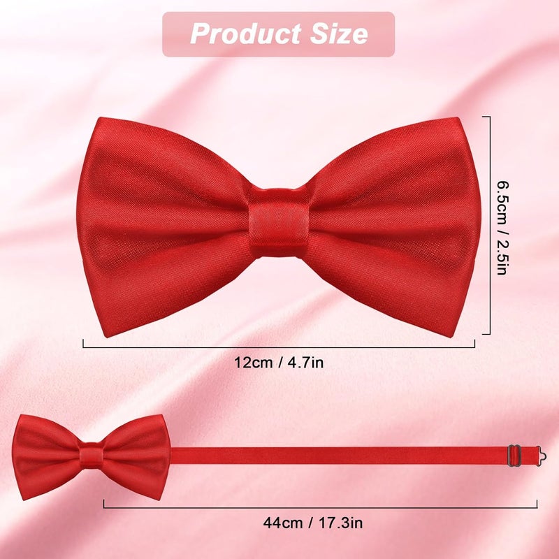 WOXVM Men's Bow Ties Solid Color Pre-Tied Bow Tie Satin Formal Tuxedo Bowtie Adjustable Neck Bowtie for Men Wedding Party - Image 3